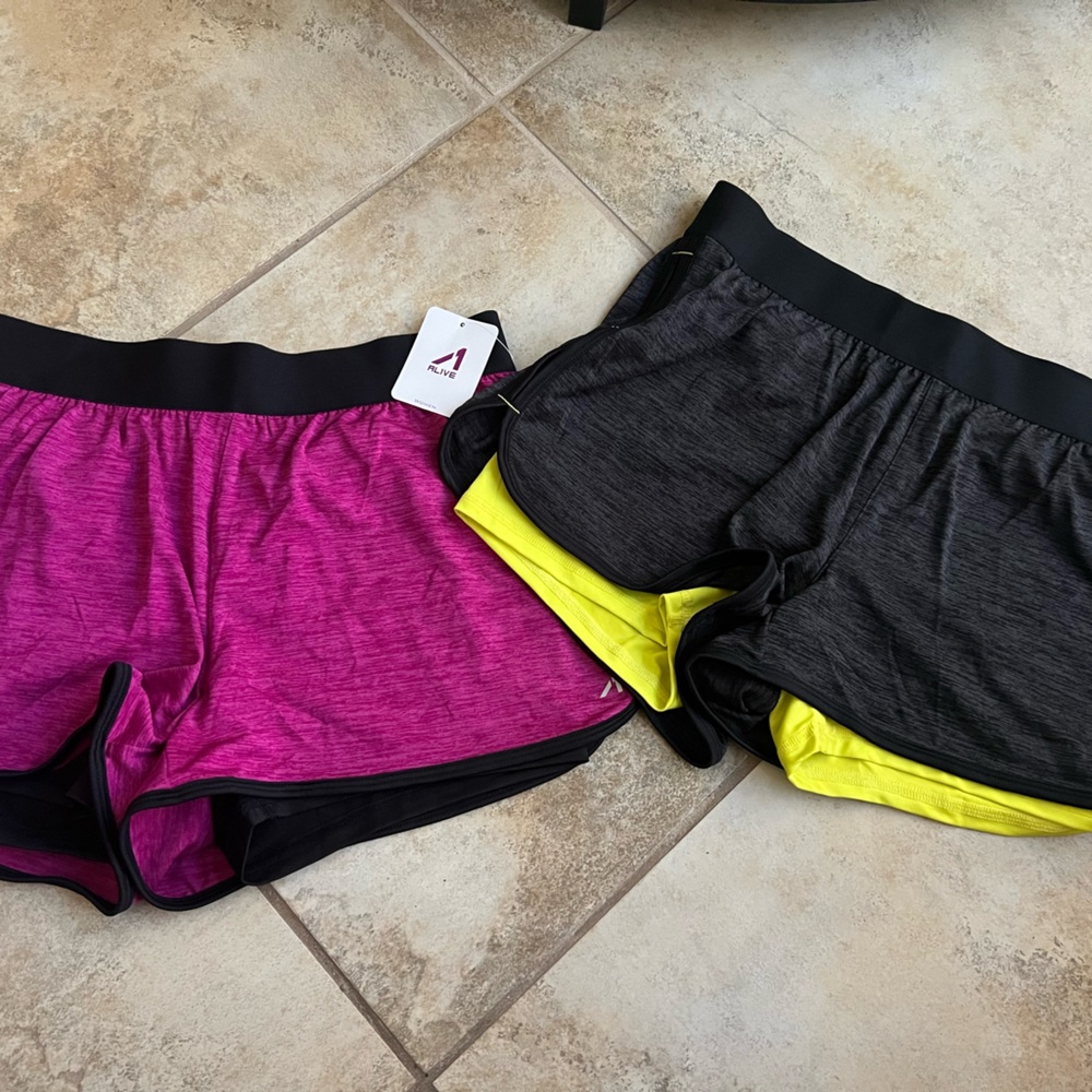 LOT 2 Athletic Shorts in Medium-Pink and Black New with Tags